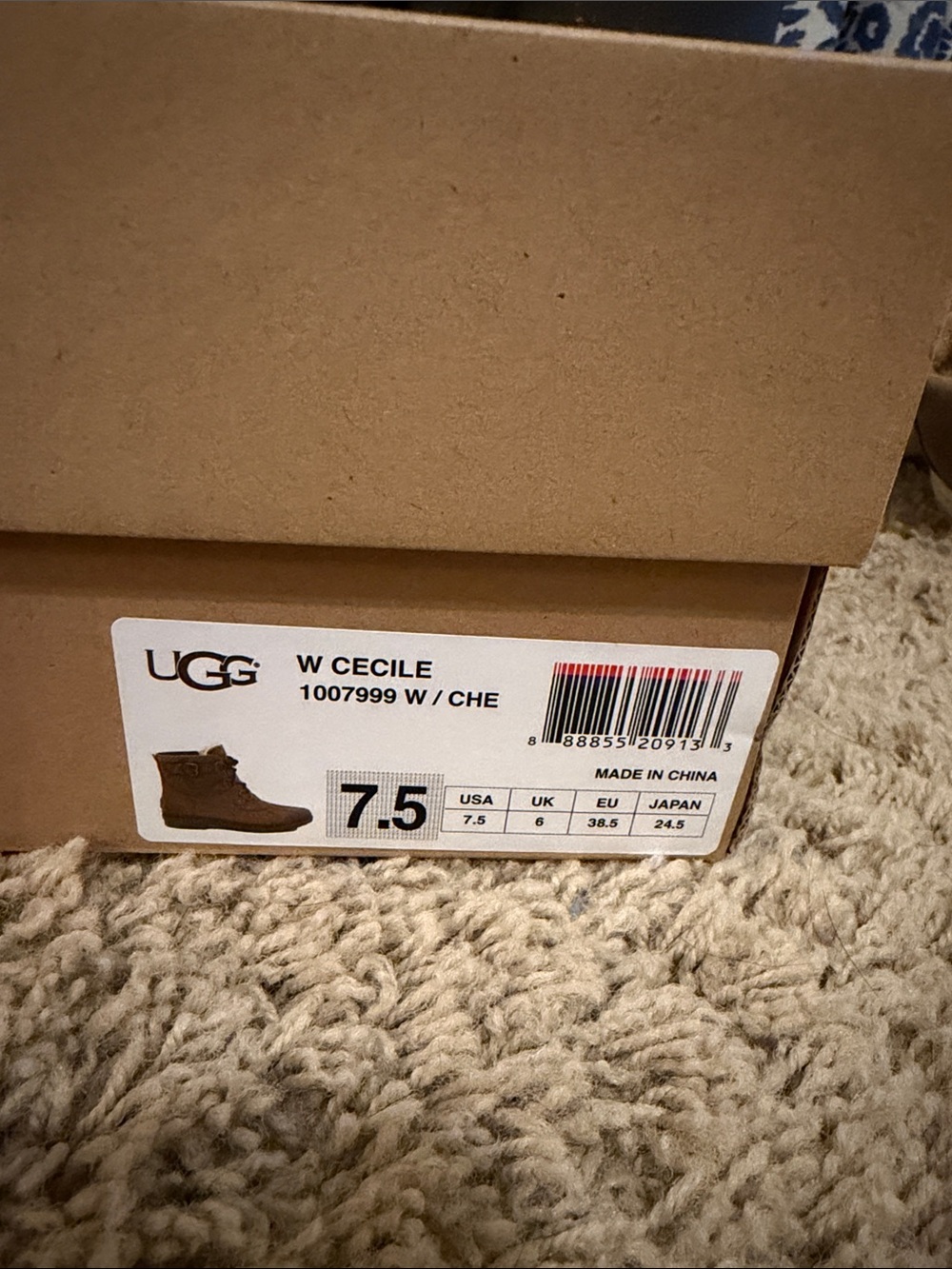 UGG women’s Chestnut Brown Leather & Suede Lace-Up Shearling Boots - Picture 3 of 5